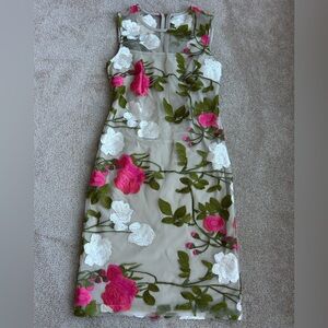 Calvin Klein Floral Embroidered Sleeveless Dress Womens 2P